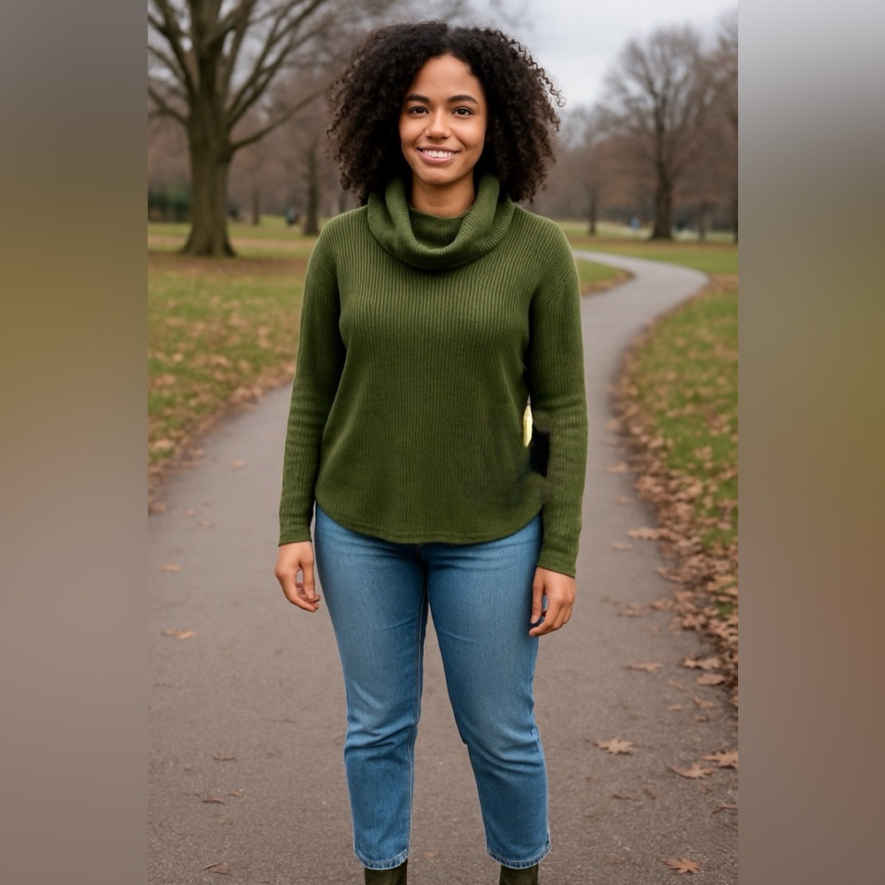 Green olive Cowl Neck Sweater
